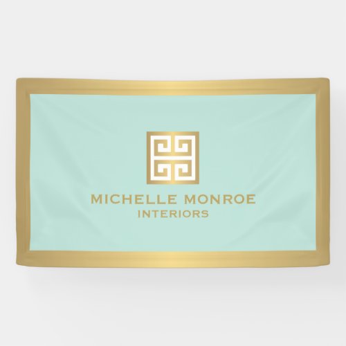 Gold Greek Key on Mint Interior Designer Banner