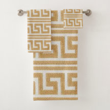 Gold Greek Key on White