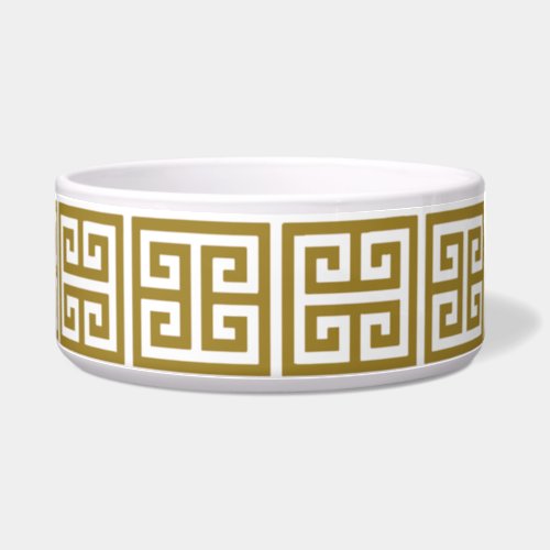 Gold Greek Key Pet Bowl