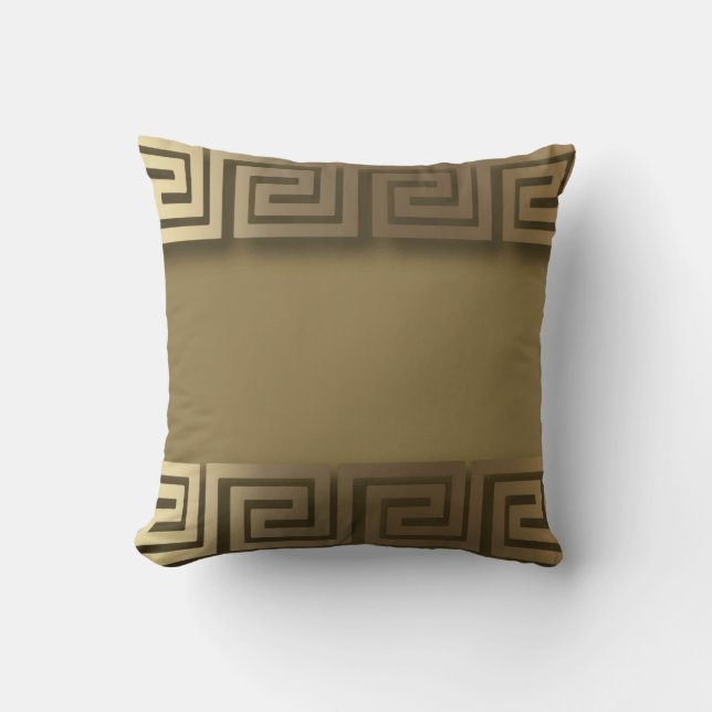 Gold Greek Key Throw Pillow (Front)