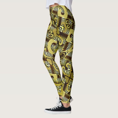 Gold Greek Key Women Leggings