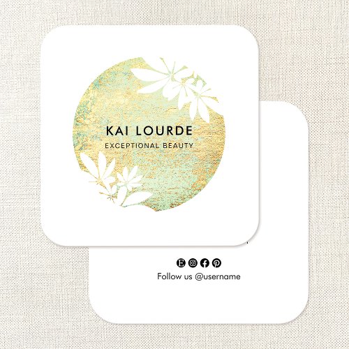  Gold Green Abstract  Circle Square Business Card