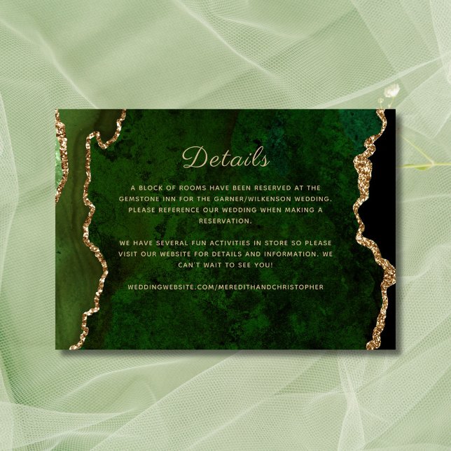 Gold Green Agate Wedding Details Enclosure Card (Creator Uploaded)