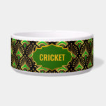 Gold, Green and Black Art Deco Pattern Custom Name<br><div class="desc">Gold and green retro Art Deco seamless pattern on a black background with a customizable name for your baby dog.</div>