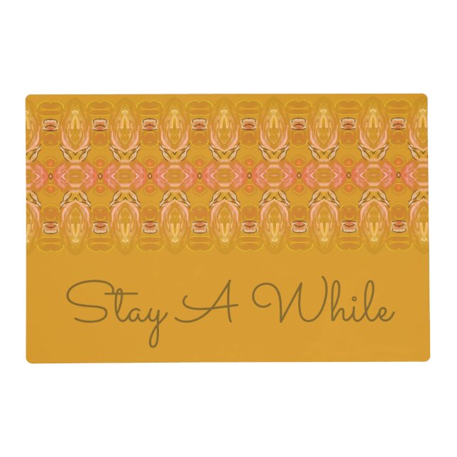 Gold Green and Peach Reversible  Placemat (Front)