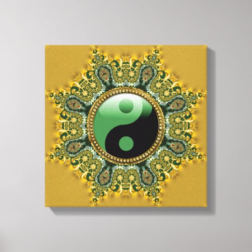 Gold Green Balance Meditation Mandala Canvas Print