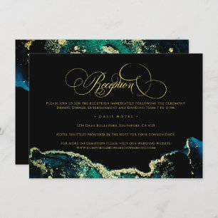 Gold Green Black Reception Directions Wedding Enclosure Card