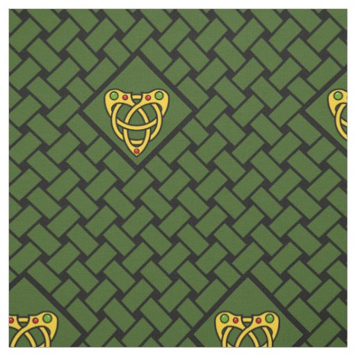 Gold/green/black weave, diamond, Celtic heartknot Fabric