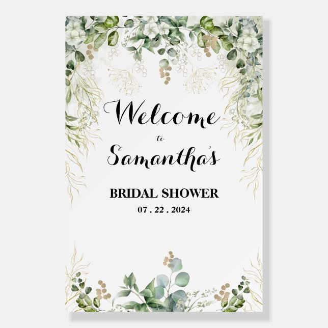 Gold & Green Blooms: A Bridal Shower  Foam Board (Front)