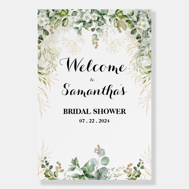 Gold & Green Blooms: A Bridal Shower  Foam Board (Front)