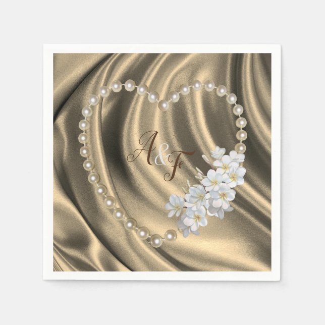 Gold,Green,Blue,Ivory Silk & Pearls Napkins (Front)