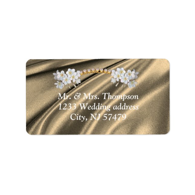 Gold,Green,Blue,Ivory Silk & Pearls Wedding Labels (Front)
