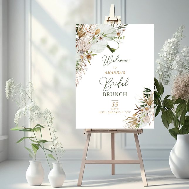 Gold & Green Boho Bridal Shower Brunch Welcome Foam Board (Creator Uploaded)
