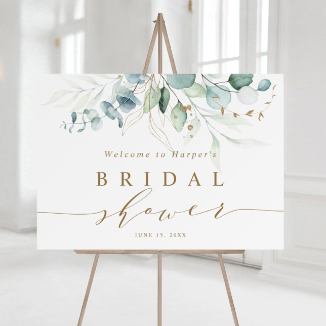 Gold & Green Botanical Bridal Shower Welcome Foam Board (Creator Uploaded)