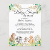 Gold Green Brown Floral Animal Baby Shower by Mail Invitation Postcard (Front)