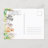 Gold Green Brown Floral Animal Baby Shower by Mail Invitation Postcard (Back)