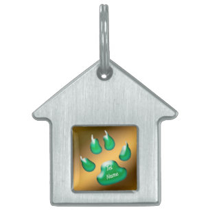 Gold Green Cat Pet ID Tag