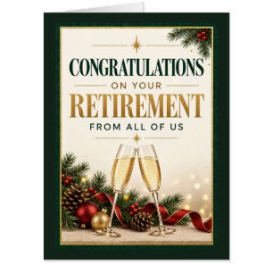 Gold Green Christmas Retirement From All of Us Card