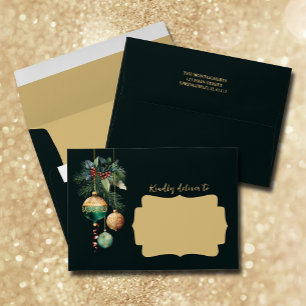 Gold Green Christmas Tree Ornaments Envelope