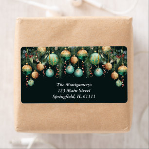 Gold Green Christmas Tree Ornaments Label