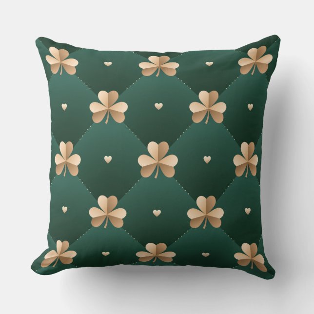 Gold/Green Clover Pillow (Front)