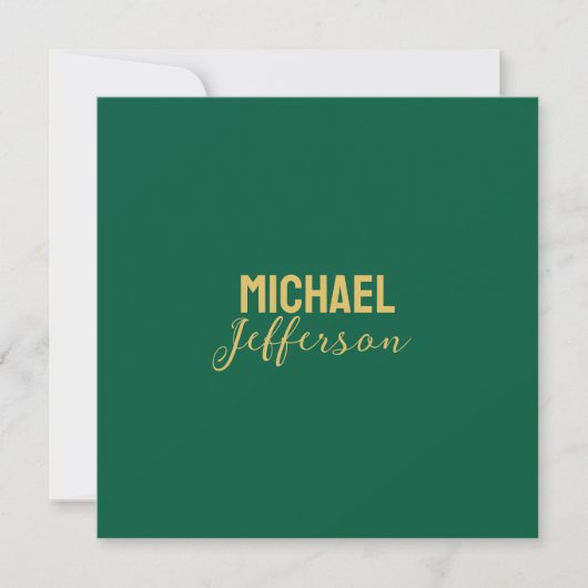Gold green color elegant modern minimalist name (Front)