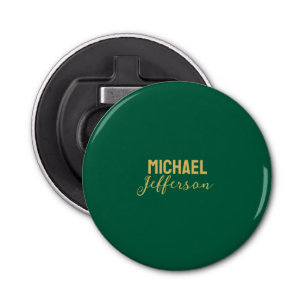 Gold green color elegant modern minimalist name bottle opener