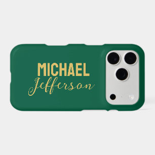 Gold green color elegant modern minimalist name iPhone 17 pro case