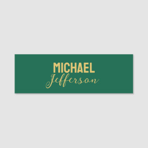 Gold green color elegant modern minimalist name name tag