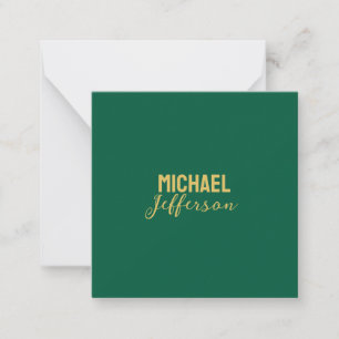 Gold green color elegant modern minimalist name note card