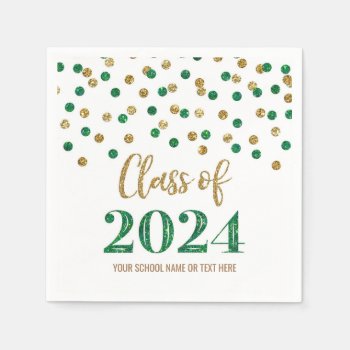 Gold Green Confetti Class Of 2024  Napkins by DreamingMindCards at Zazzle