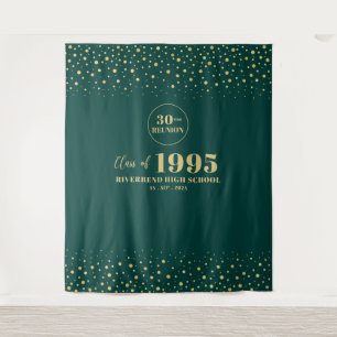 Gold & Green Confetti Class Reunion Party Backdrop