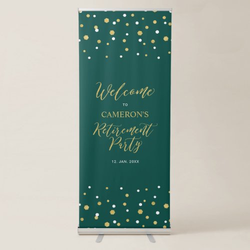 Gold & Green Confetti Retirement Party Welcome