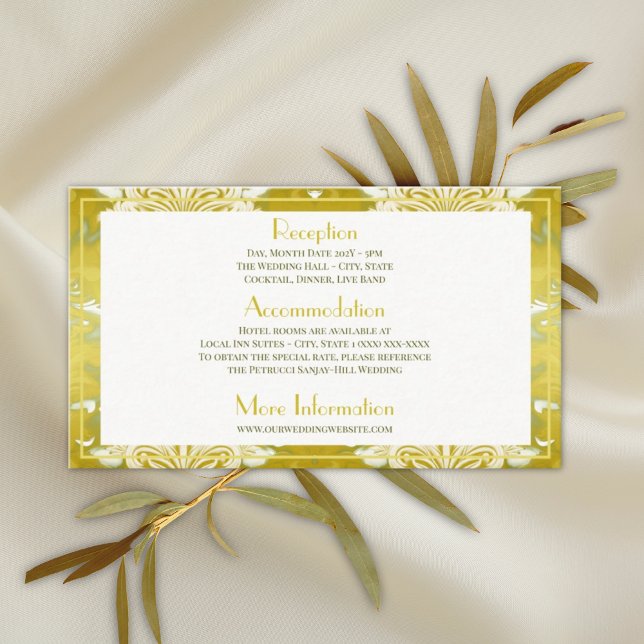 Gold Green Damask Wedding Enclosure Card (Creator Uploaded)