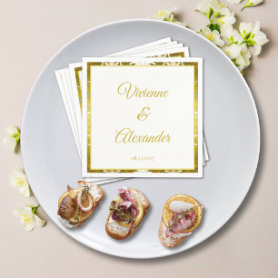 Gold Green Damask Wedding Napkins