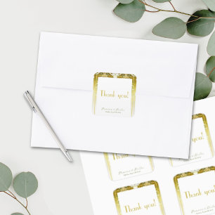 Gold Green Damask Wedding Square Sticker
