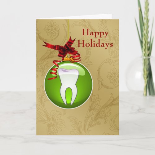 gold green Dentist Holiday Cards