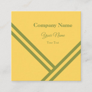 Gold Green Diagonal Stripes Modern Graphic Design Square Business Card