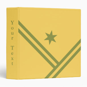 Gold Green Diagonal Stripes Star Graphic Own Name 3 Ring Binder