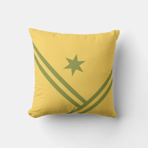 Gold Green Diagonal Stripes Star Modern Graphic Throw Pillow