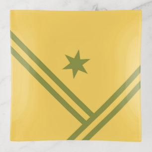 Gold Green Diagonal Stripes Star Modern Graphic Trinket Tray