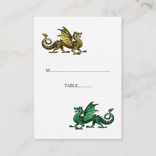 Gold Green Dragon Wedding Place Card