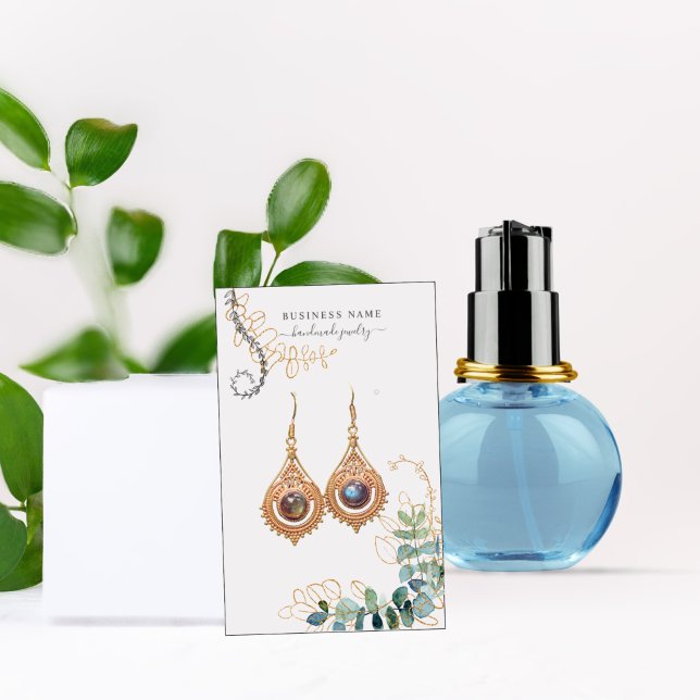 Gold & Green Earring Display Business Card (Creator Uploaded)