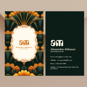 Gold Green Elegant Art Deco Professional Business Card