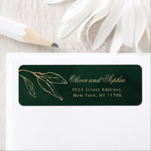 Gold Green Elegant Royal Wedding Botanical Return Label