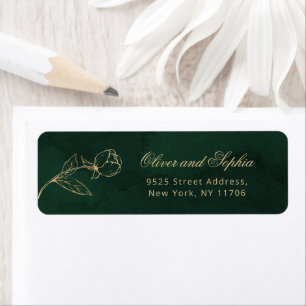 Gold Green Elegant Royal Wedding floral Return Label