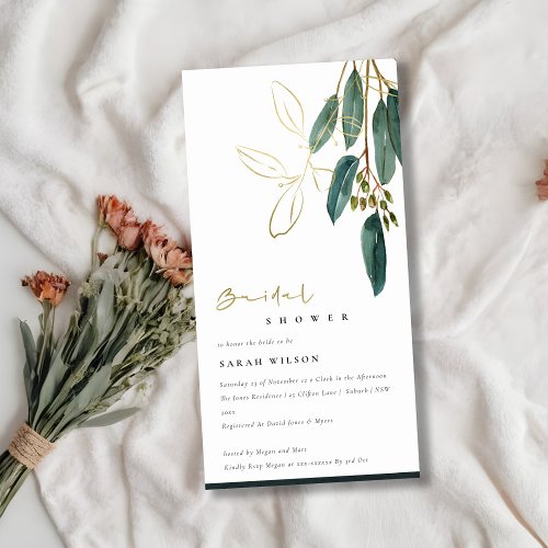 GOLD GREEN EUCALYPTUS FAUNA BRIDAL SHOWER INVITE