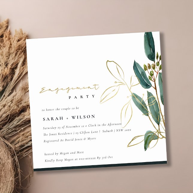 GOLD GREEN EUCALYPTUS FOLIAGE ENEGAGEMENT INVITE (Creator Uploaded)