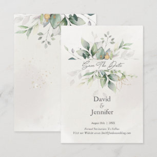   Gold  Green Eucalyptus Save The Date