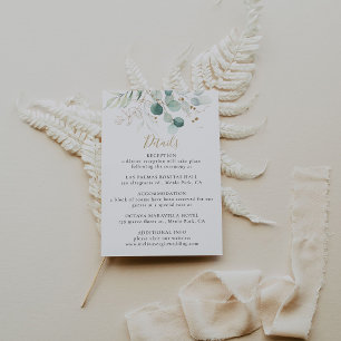 Gold Green Eucalyptus Wedding Details   Enclosure Card